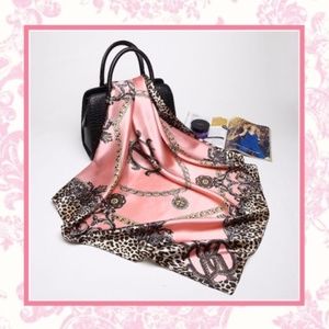 🌸 ANIMAL PRINT LEOPARD SILK SCARF BOHO HEAD WRAP DESIGNER LUXURY ELEGANT GLAM